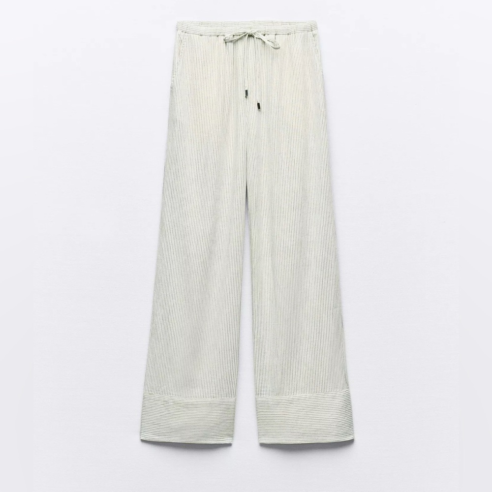 Zara Wide Leg Linen Stripe Pants